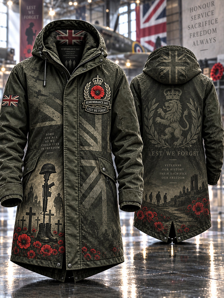Men's Remembrance Day Lest We Forget Long Coat