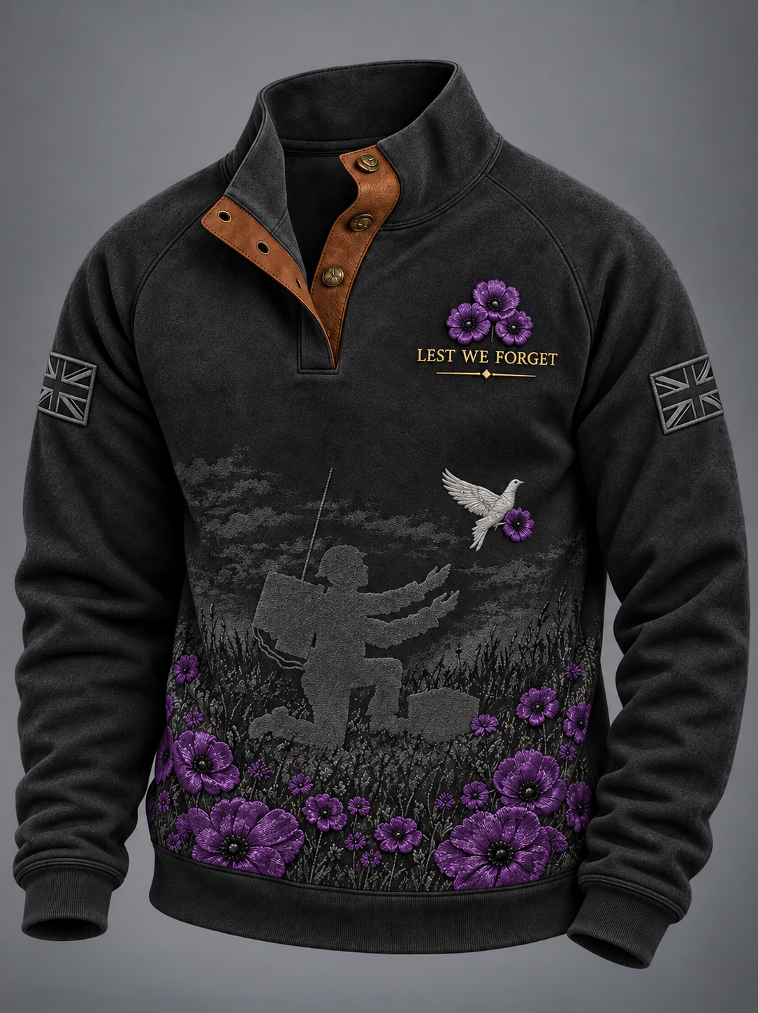 Men's Remembering The Animals Of War Four-button Hoodie