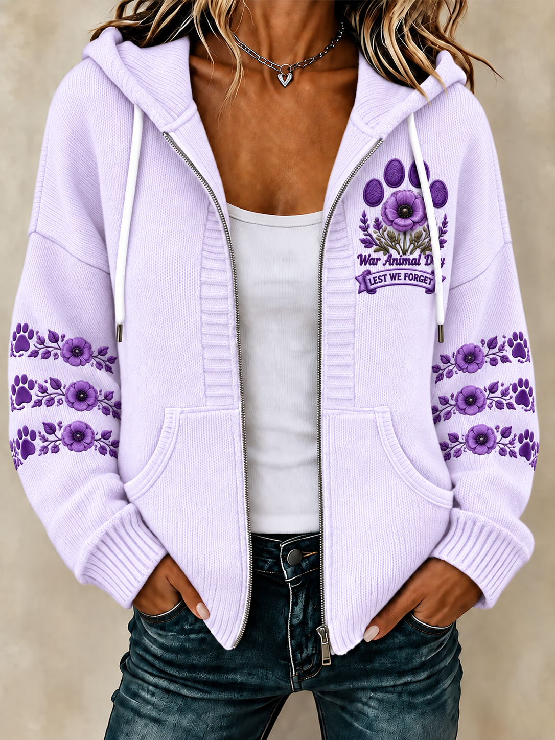 Women's Remembering The Animals Of War Knitted Coat