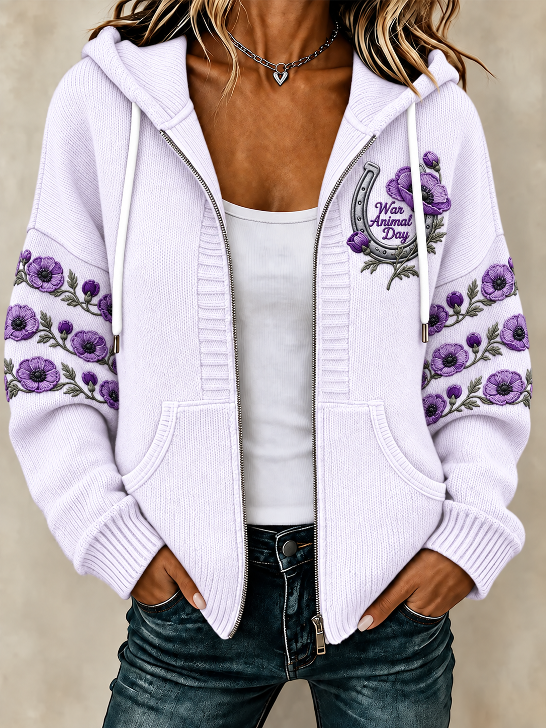Women's Remembering The Animals Of War Knitted Coat