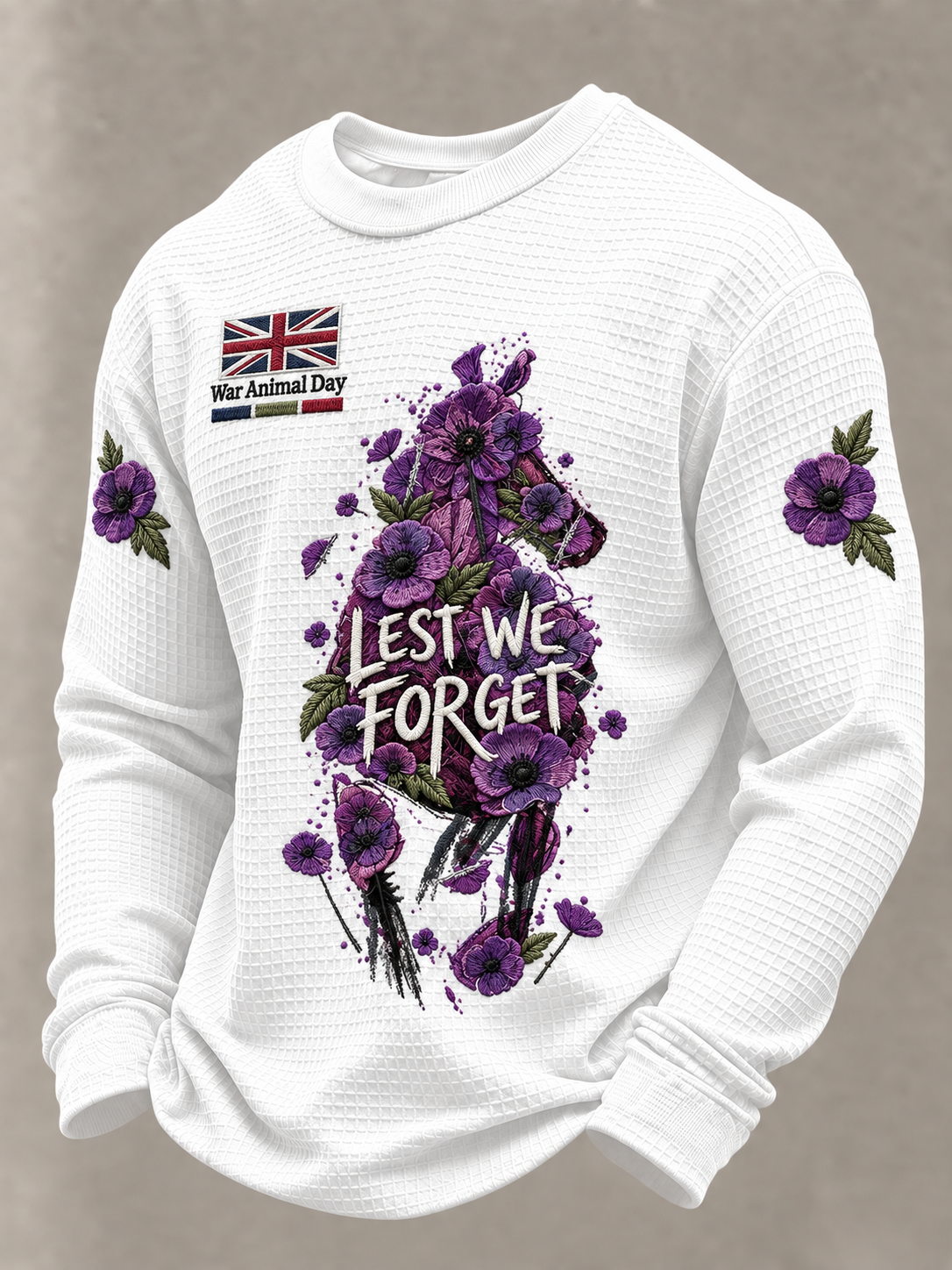 Men's Remembering The Animals Of War Waffle Sweatshirt