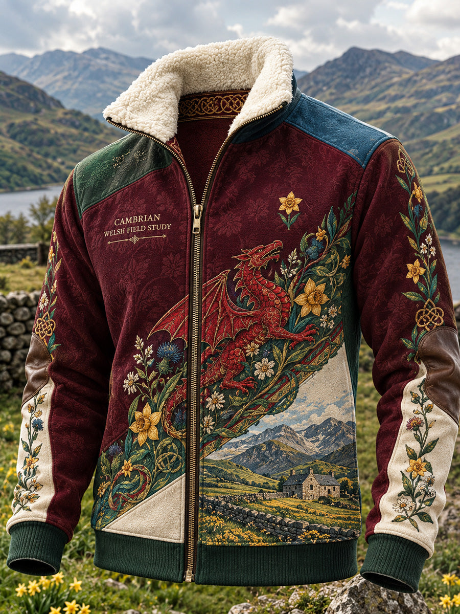 Men's Vintage Britsh Wales Printed Long-sleeve Jacket