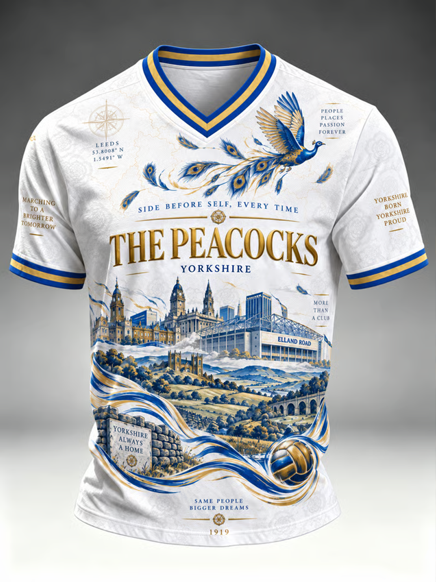 Men's UK football Lover Yorkshire rose graphic Printed V-neck T-shirt
