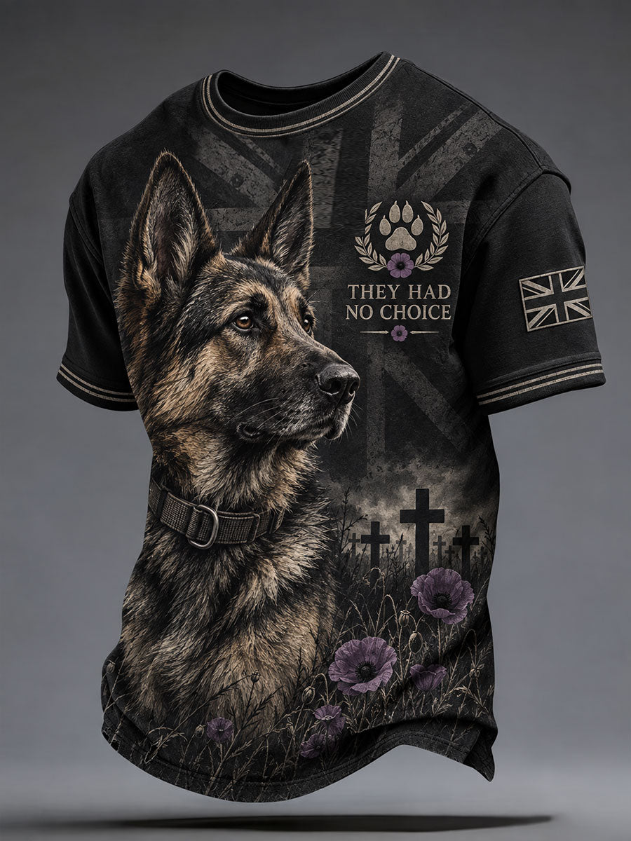Men's They Had No Choice Lest We Forget Military Dog Print Short Sleeves T-shirt