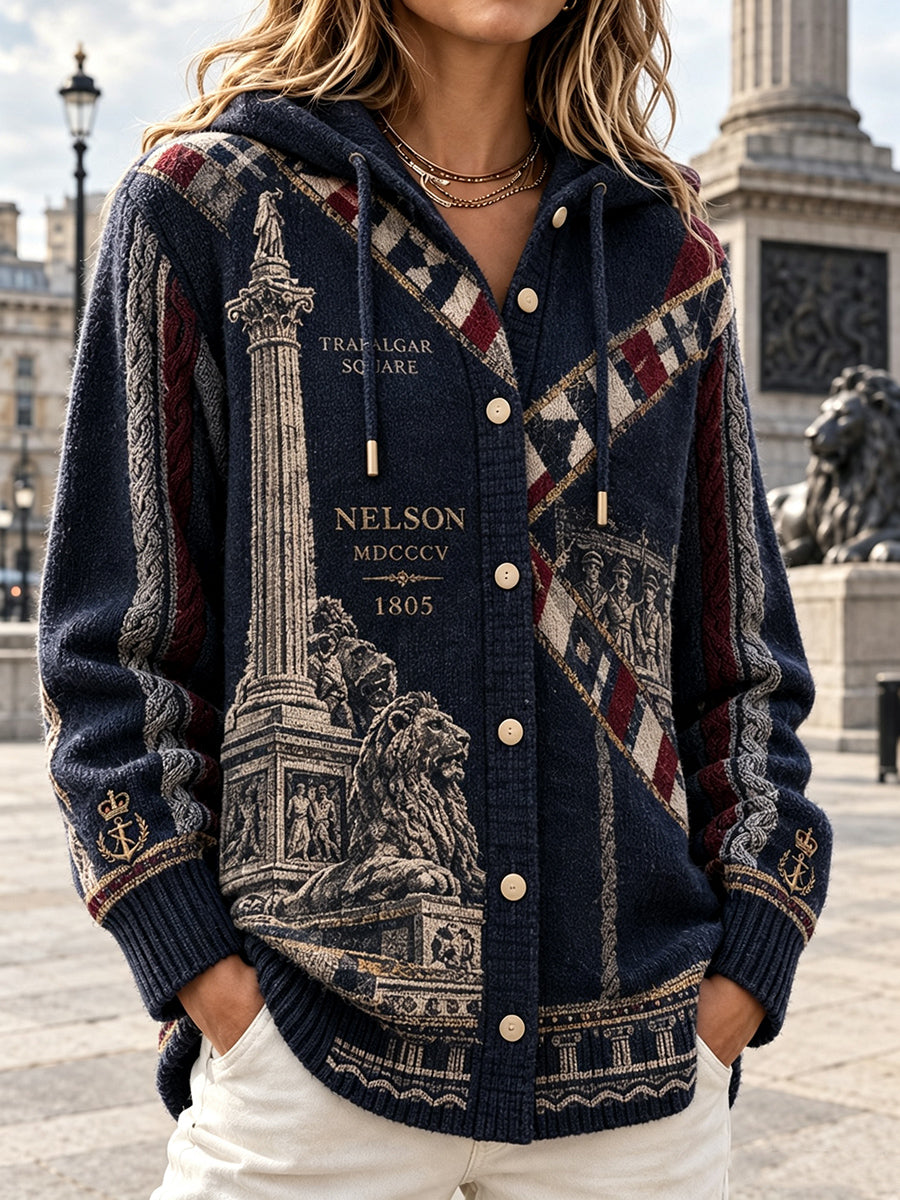 Women's  British Trafalgar Day Printed Knitted Coat