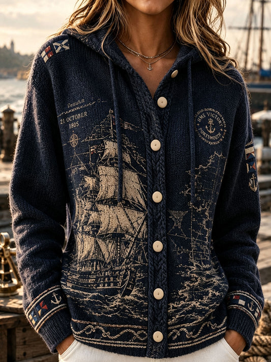 Women's  British Trafalgar Day Printed Knitted Coat