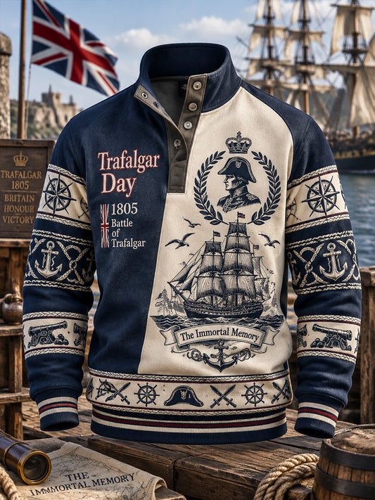Men's UK Trafalgar Day Stand Collar Long Sleeve Sweatshirt