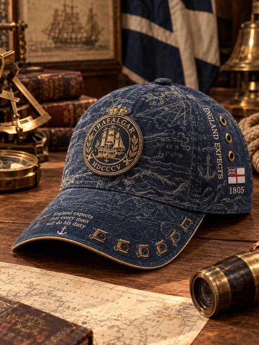 Vintage British Trafalgar Day Printed Hat