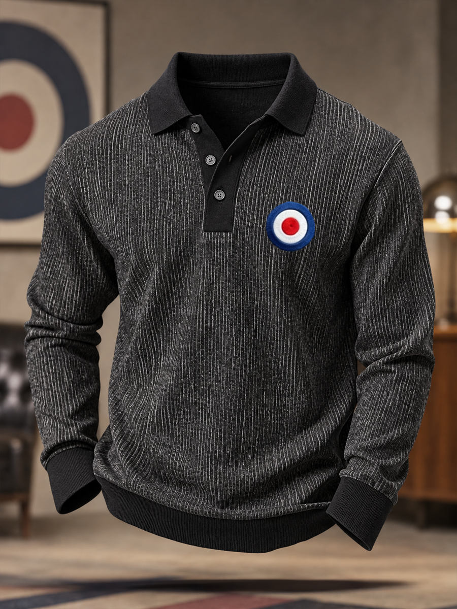 Men's UK Music Lover Mods Culture Printed long sleeve polo