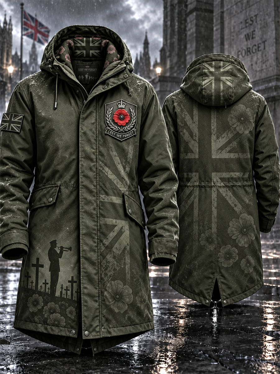 Men's Remembrance Day Lest We Forget Long Coat