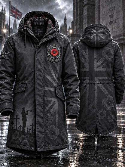 Men's Remembrance Day Lest We Forget Long Coat