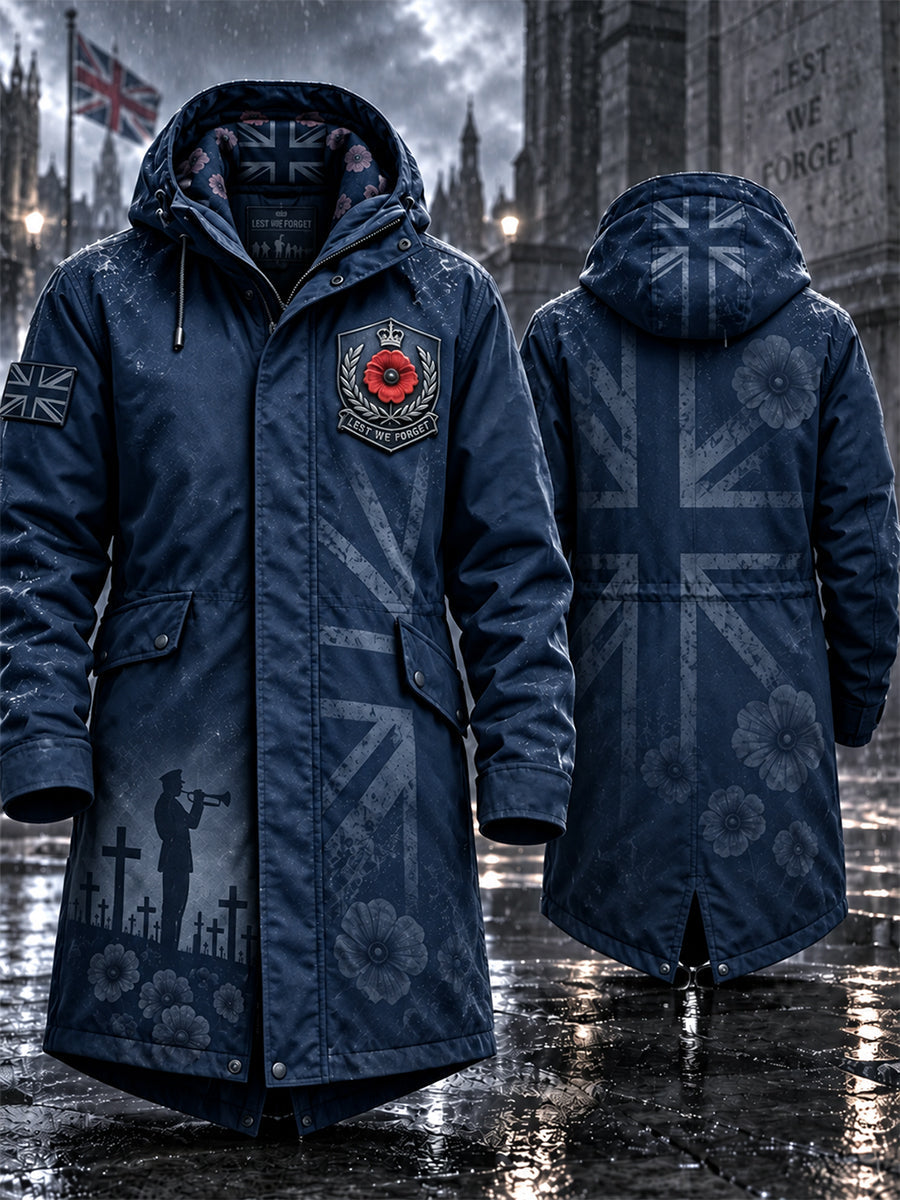 Men's Remembrance Day Lest We Forget Long Coat