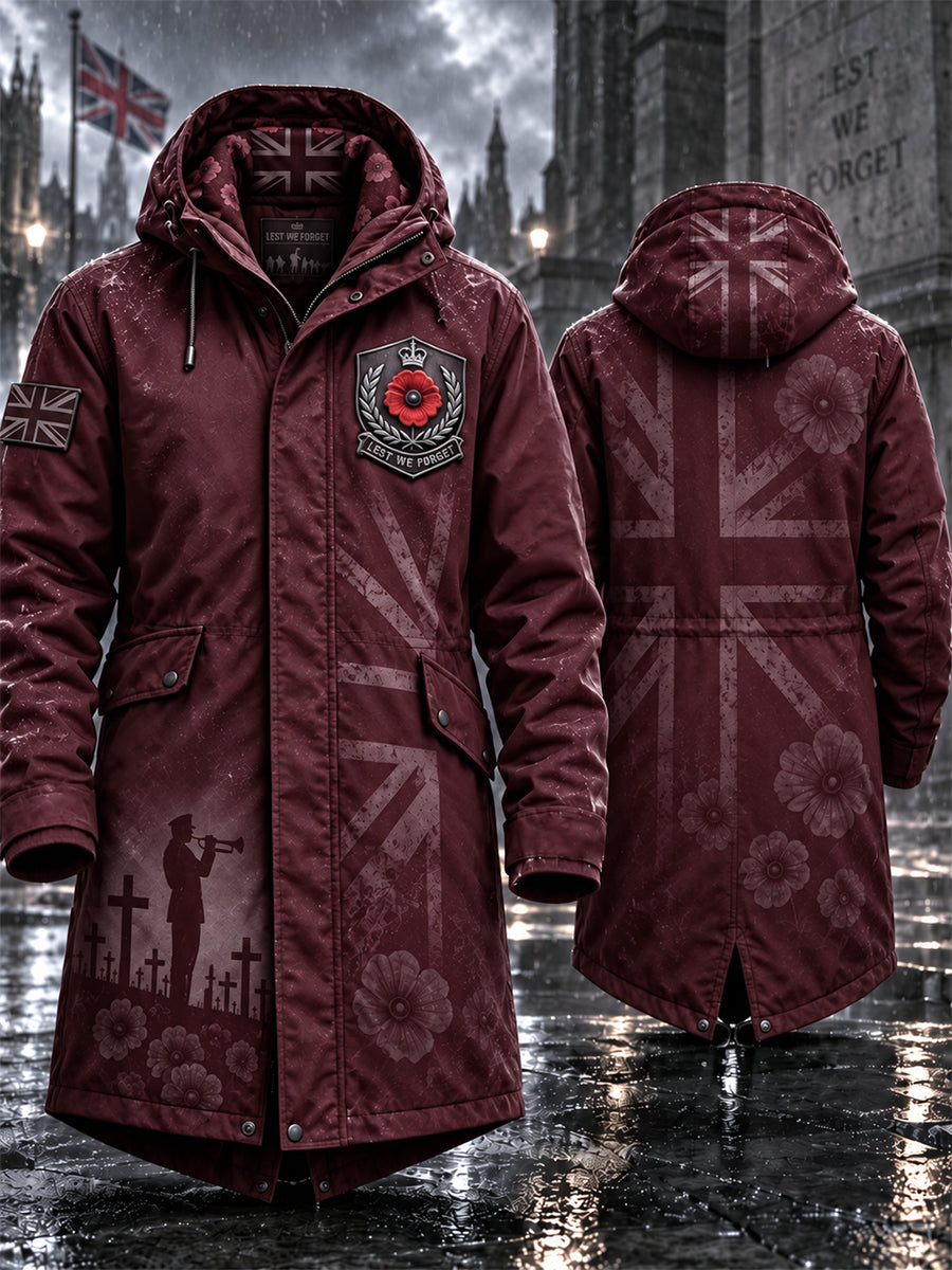 Men's Remembrance Day Lest We Forget Long Coat