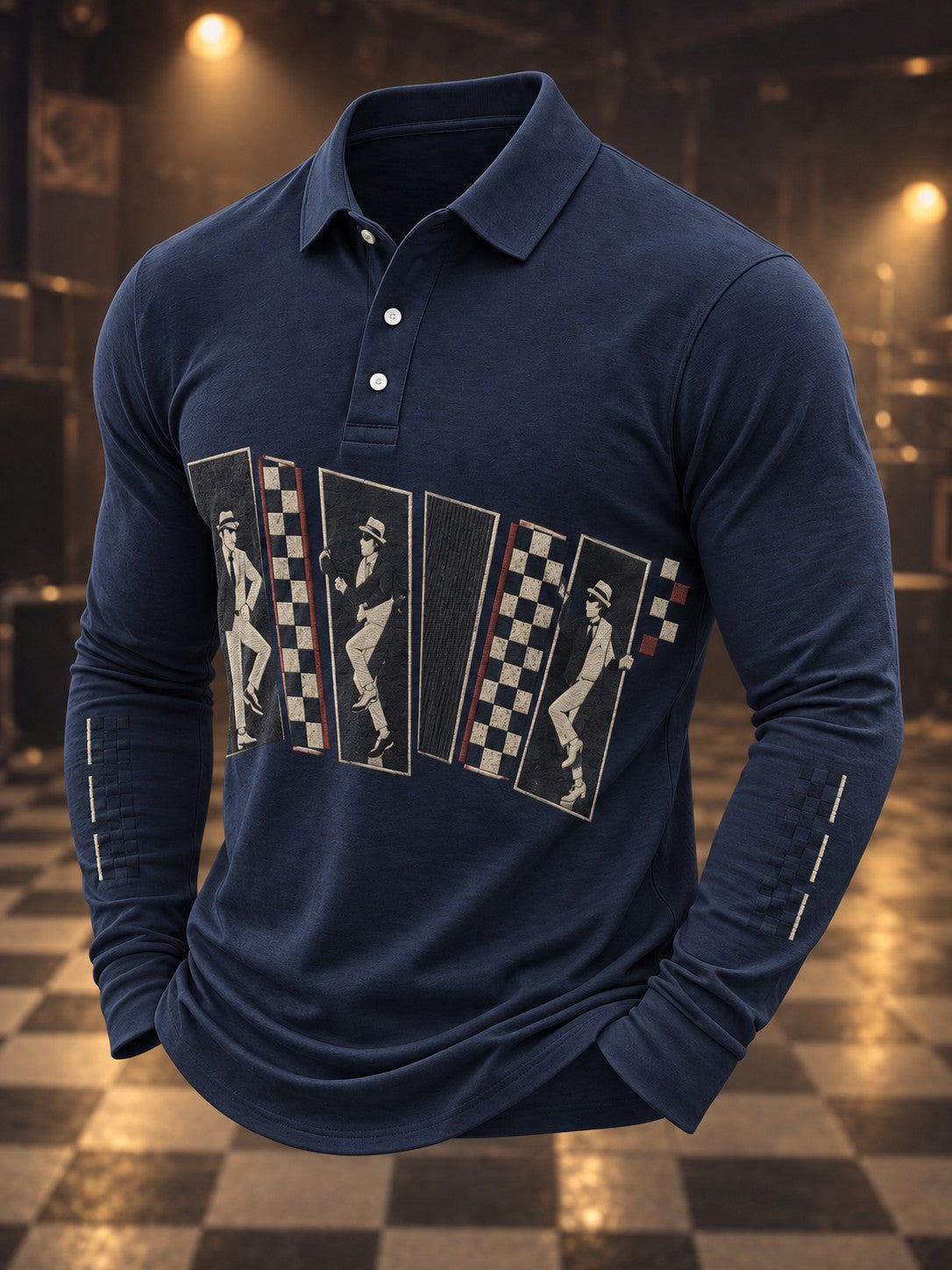 Men's Ska Revival Style Printed Long Sleeve Shirt