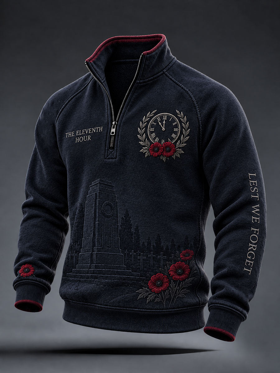 Men's Lest We Forget Print Zip-Up Hoodie