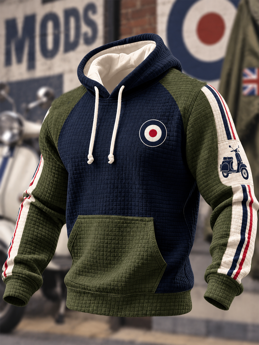 Men's UK Music Lover Mods Culture Printed Checkered Cotton Hoodie