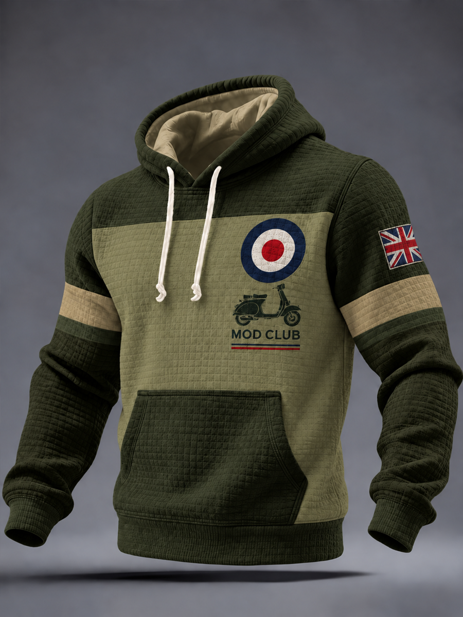 Men's UK Music Lover Mods Culture Printed Checkered Cotton Hoodie
