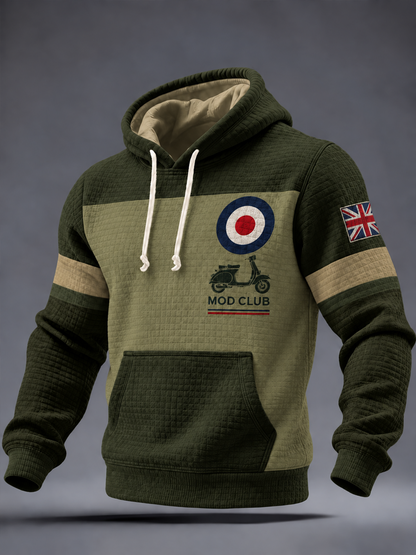 Men's UK Music Lover Mods Culture Printed Checkered Cotton Hoodie