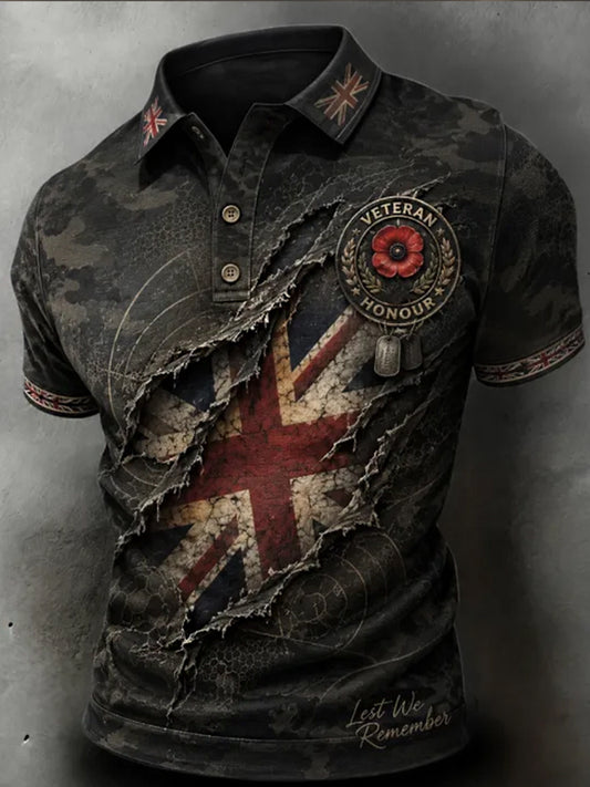 Men's Remembrance Day Lest We Forget polo shirt