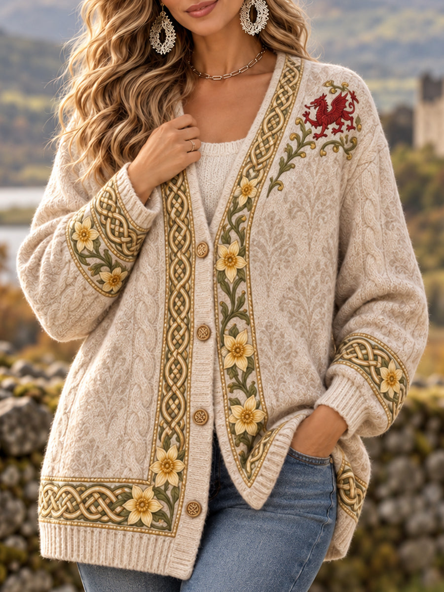 Women's Welsh Dragon Printed Cardigan