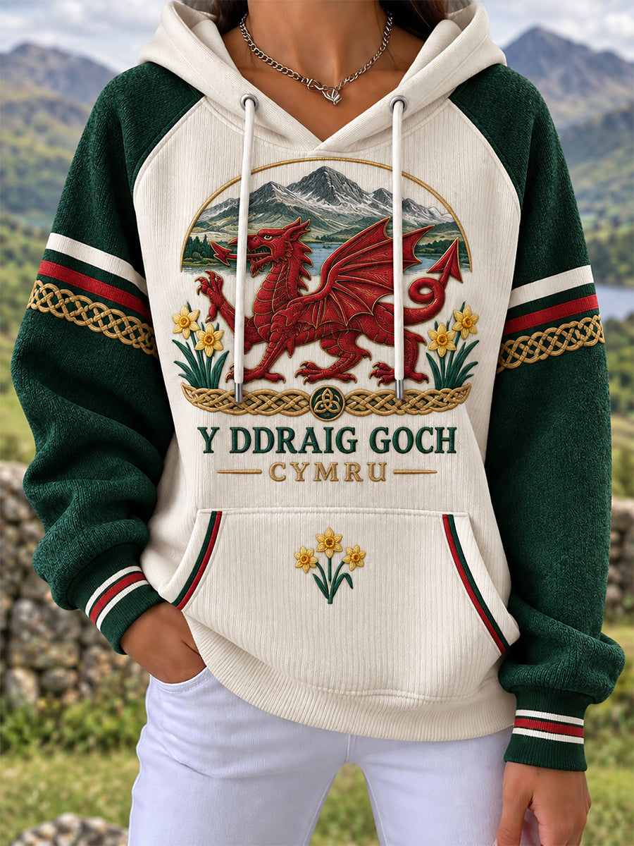 Women's Welsh Dragon Printed Hoodie