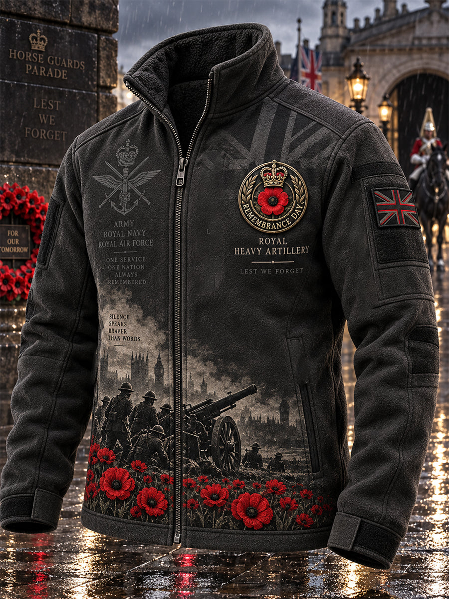 Men's Remembrance Day Lest We Forget Stand-Up Collar Zipper Jacket