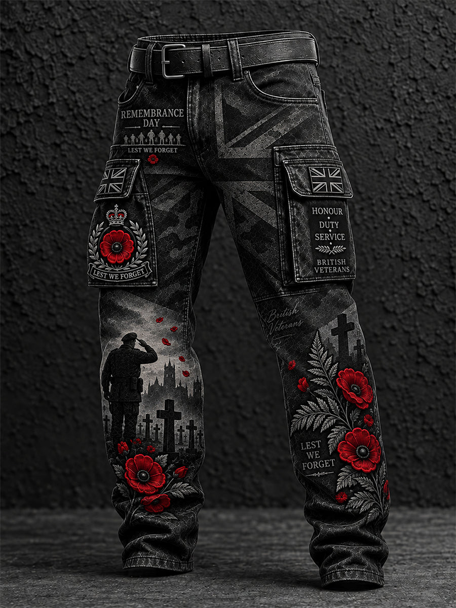 Men's Remembrance Day Lest We Forget Casual Work Trousers