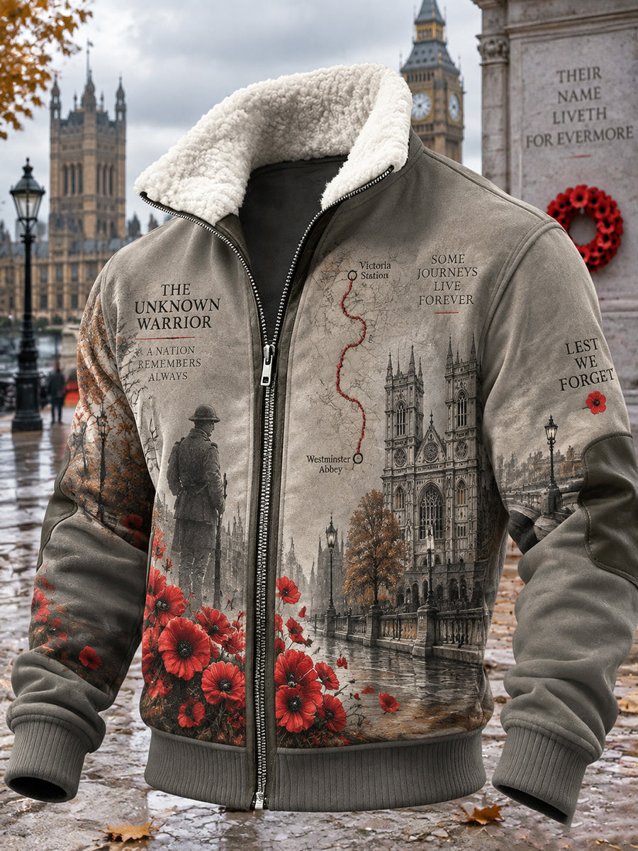Men's British Remembrance Day Printed Long Sleeve Jacket