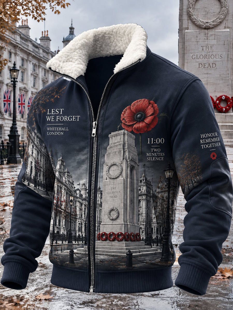 Men's British Remembrance Day Printed Long Sleeve Jacket