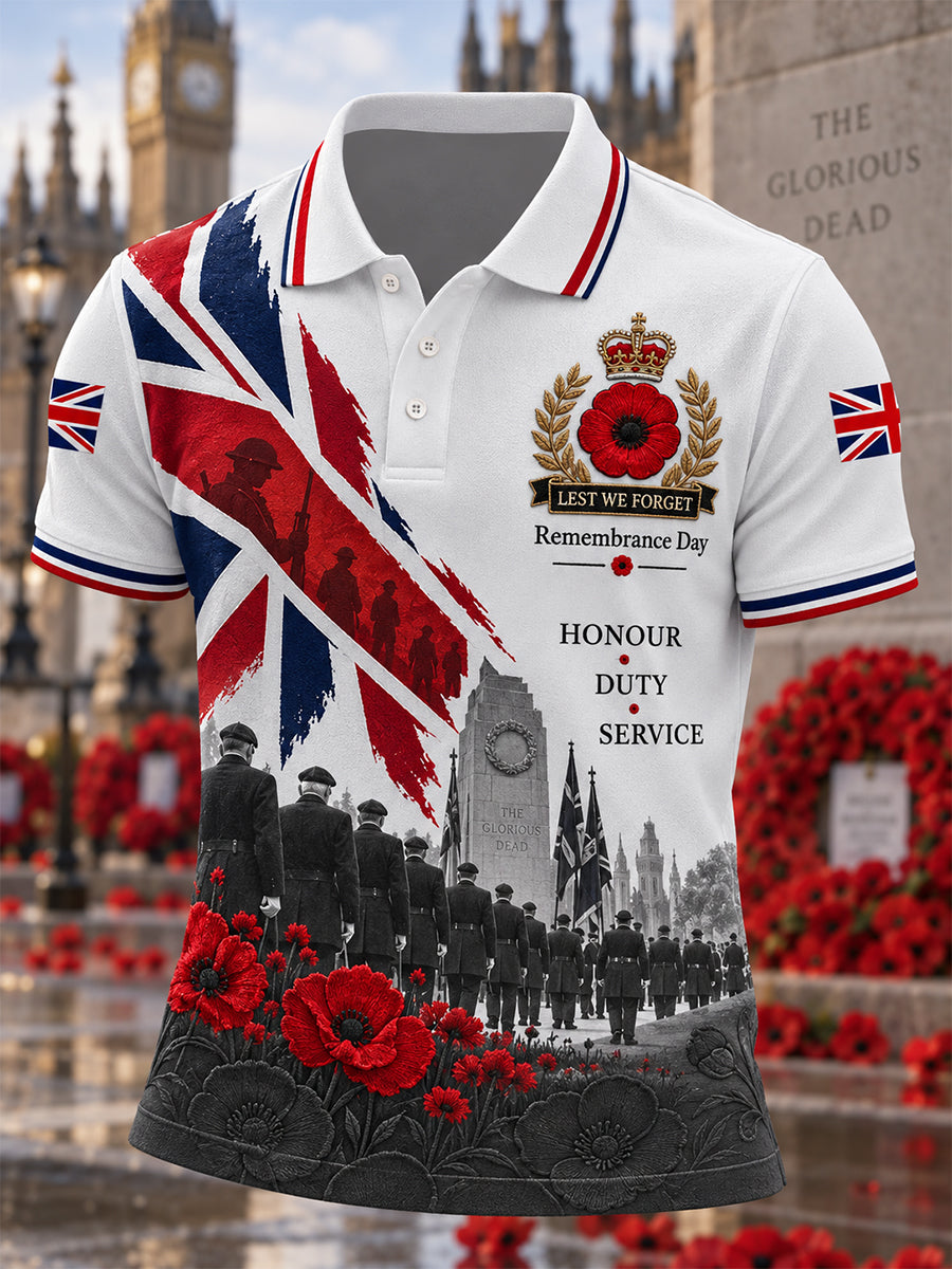 Men's Remembrance Day Lest We Forget Polo Shirt