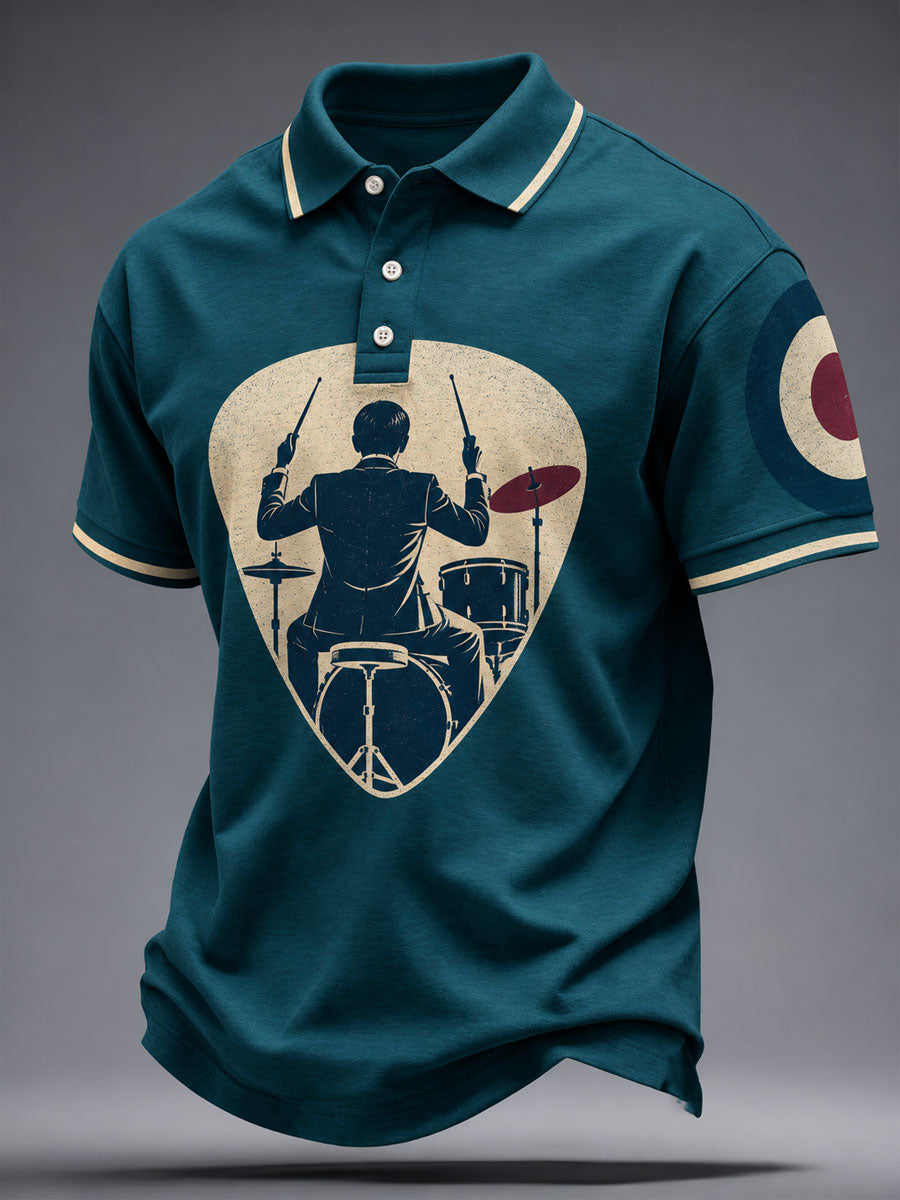 Men's UK Music Lover Mods Art Printed Casual Tops