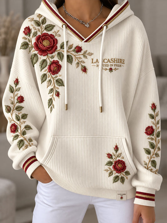 Women's England Lancashire Day Red Roses Art Printed Hoodie