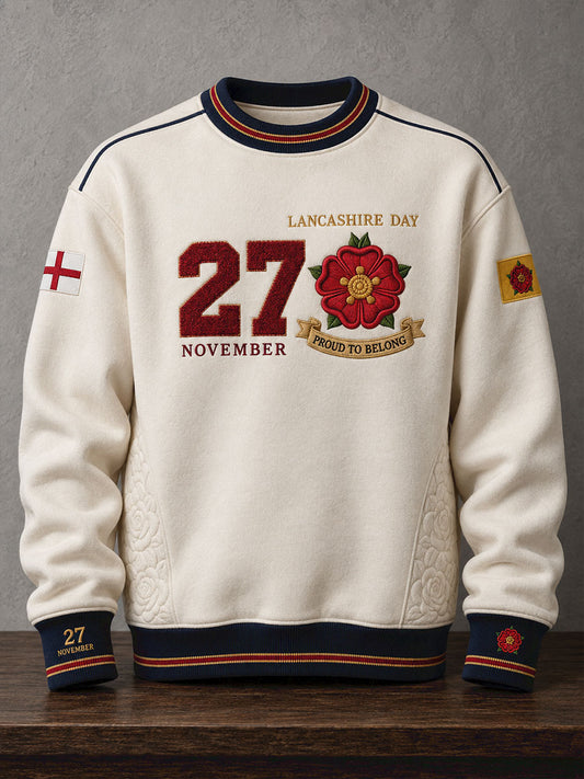 Men's England Lancashire Day Red Roses Art Printed Sweatshirt