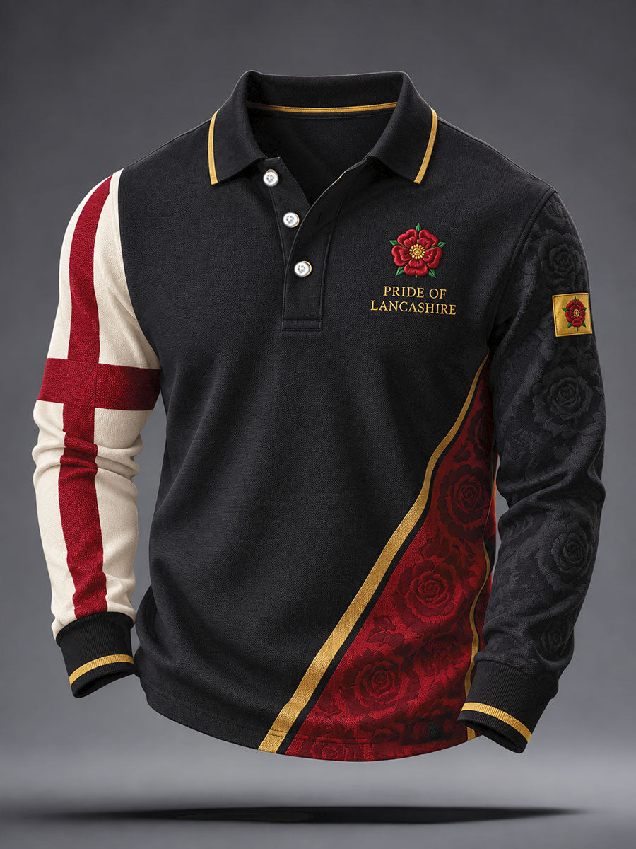 Men's England Lancashire Day Red Roses Art Printed Casual Tops