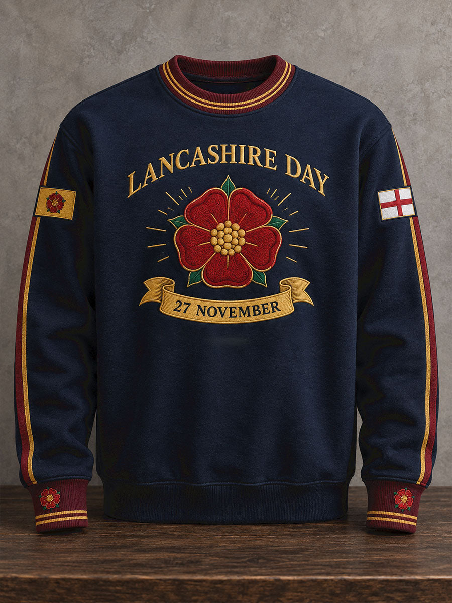 Men's England Lancashire Day Red Roses Art Printed Sweatshirt