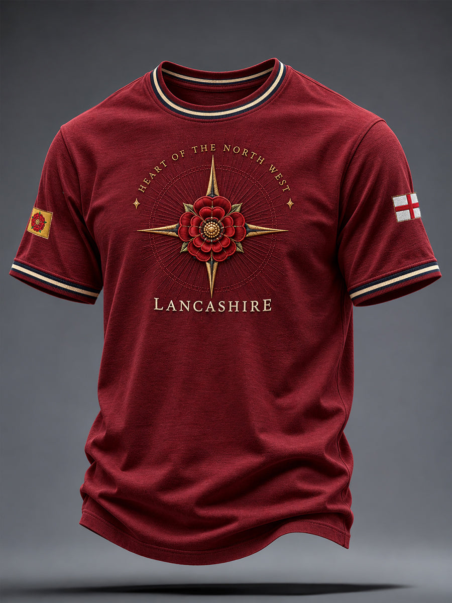 Men's England Lancashire Day Red Roses Art Printed T-shirt