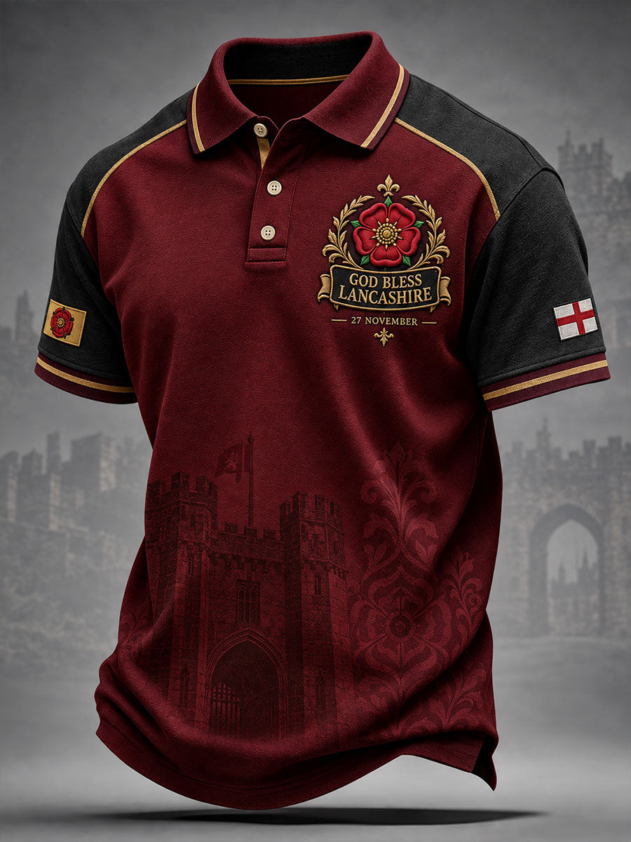 Men's Lancashire Day Red Roses Art Printed Casual Tops
