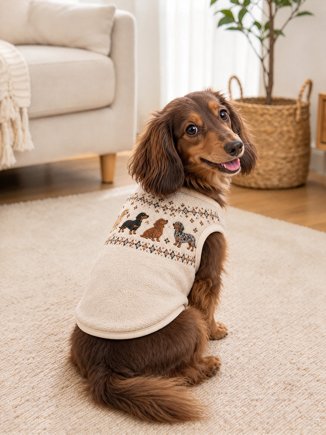 Dachshund Pattern Design Pet Sleeveless Vest