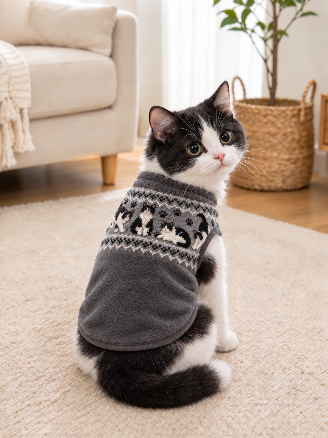 Tuxedo Cat Pattern Design Pet Sleeveless Vest