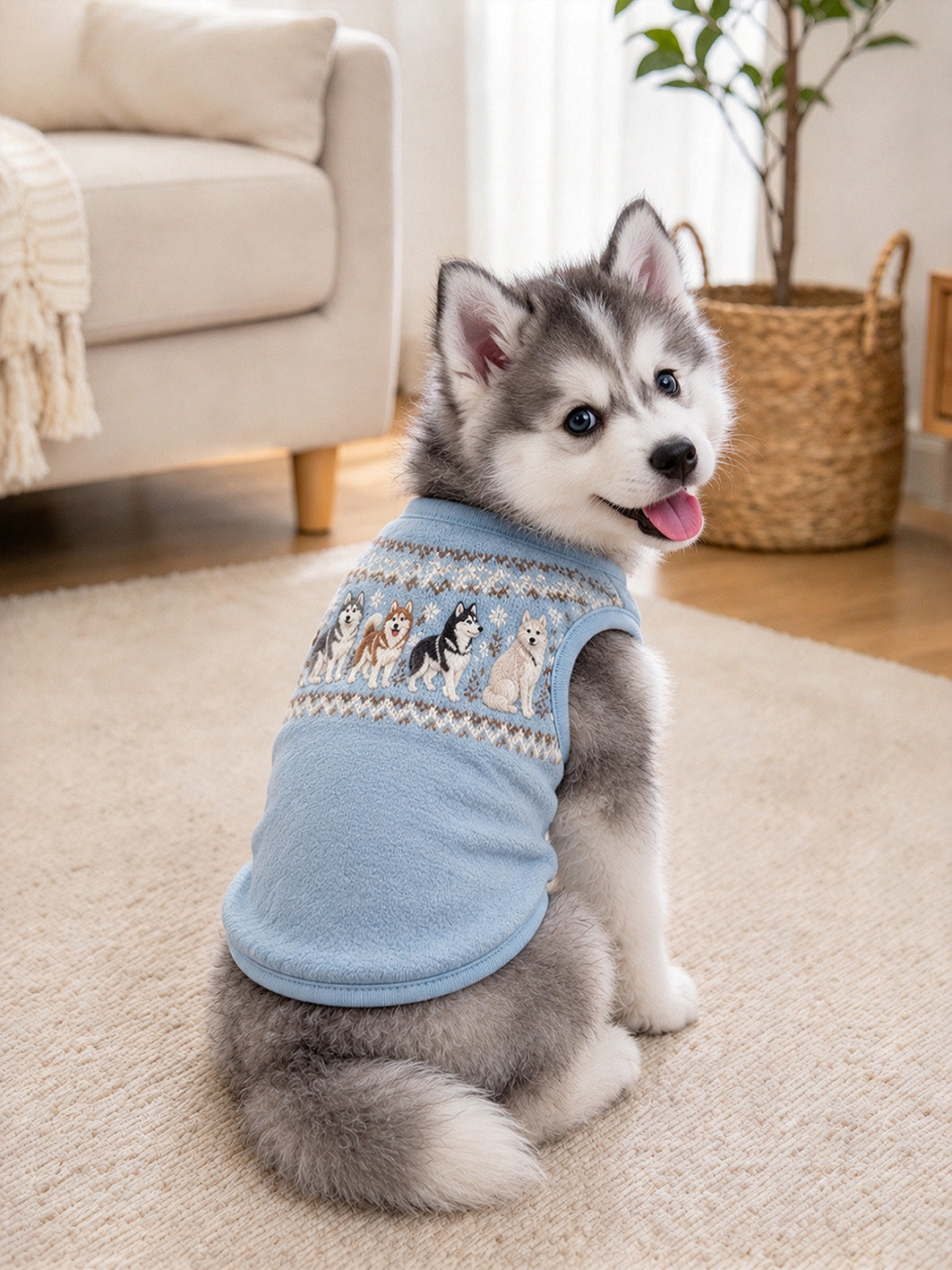 Siberian Husky Pattern Design Pet Sleeveless Vest
