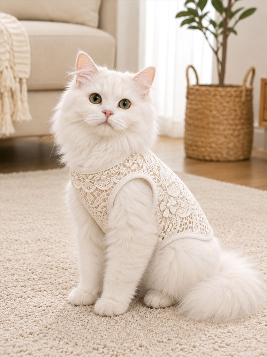 Floral Lace Print Cat Vests