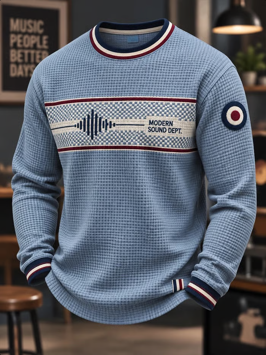 Men's UK Music Lover Mods Art Printed Waffle Sweatshirt
