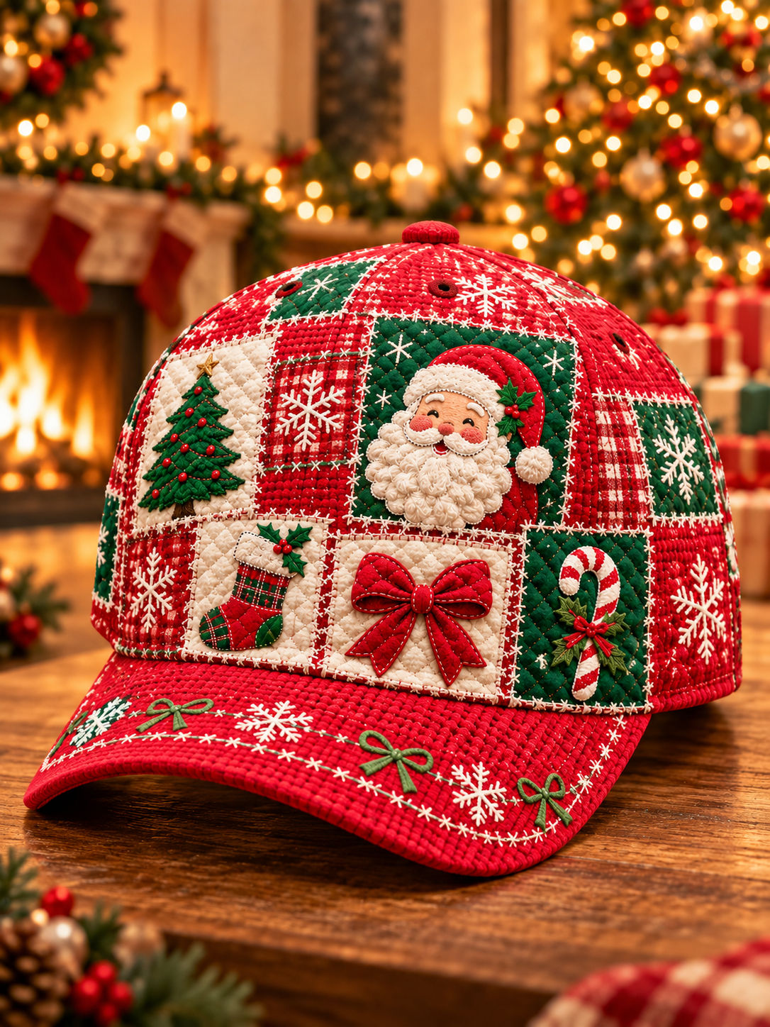 Unisex Christmas Patchwork Art  Hat