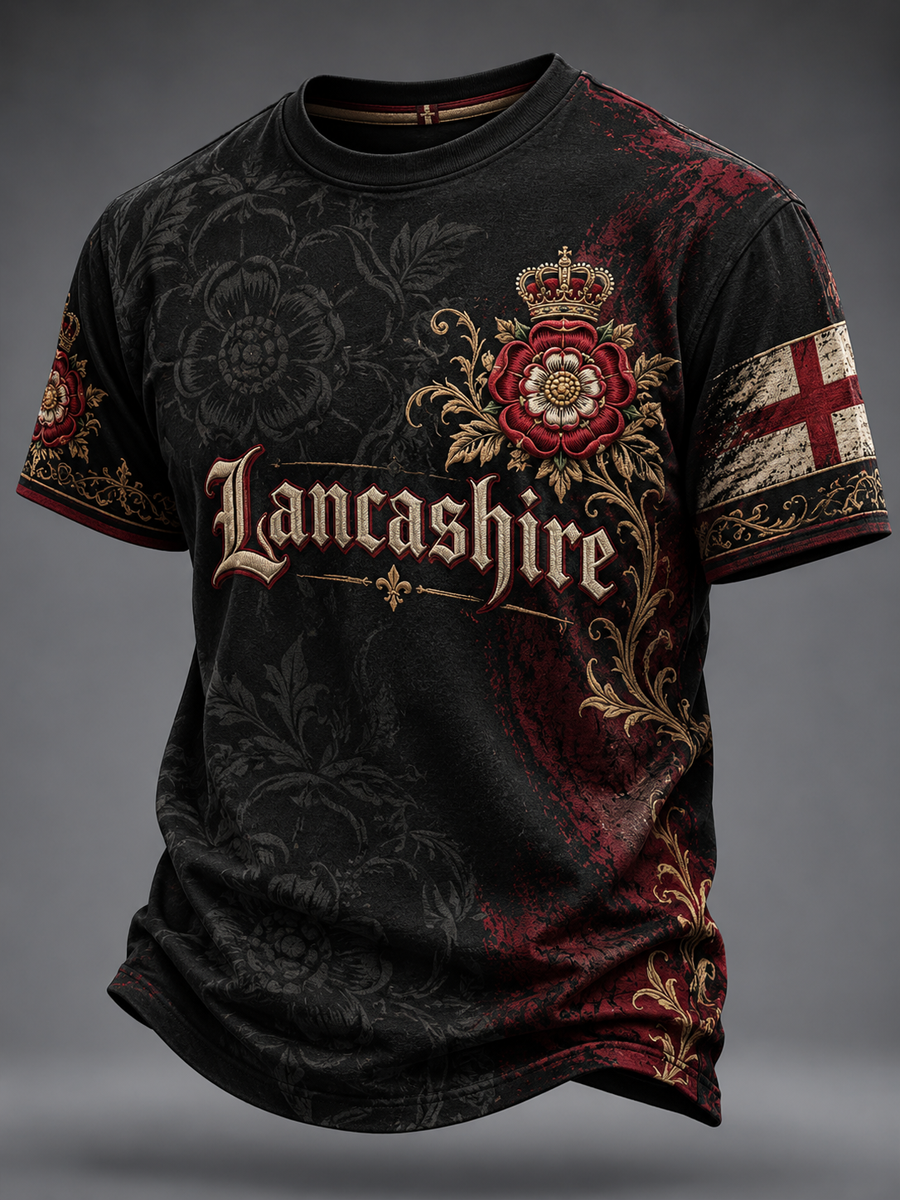 Men's England Lancashire Day Red Roses Art Printed short sleeves t-shirt
