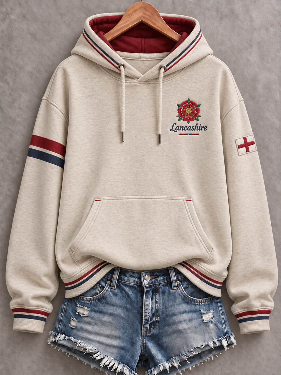 Women's England Lancashire Day Red Roses Art Printed hoodie