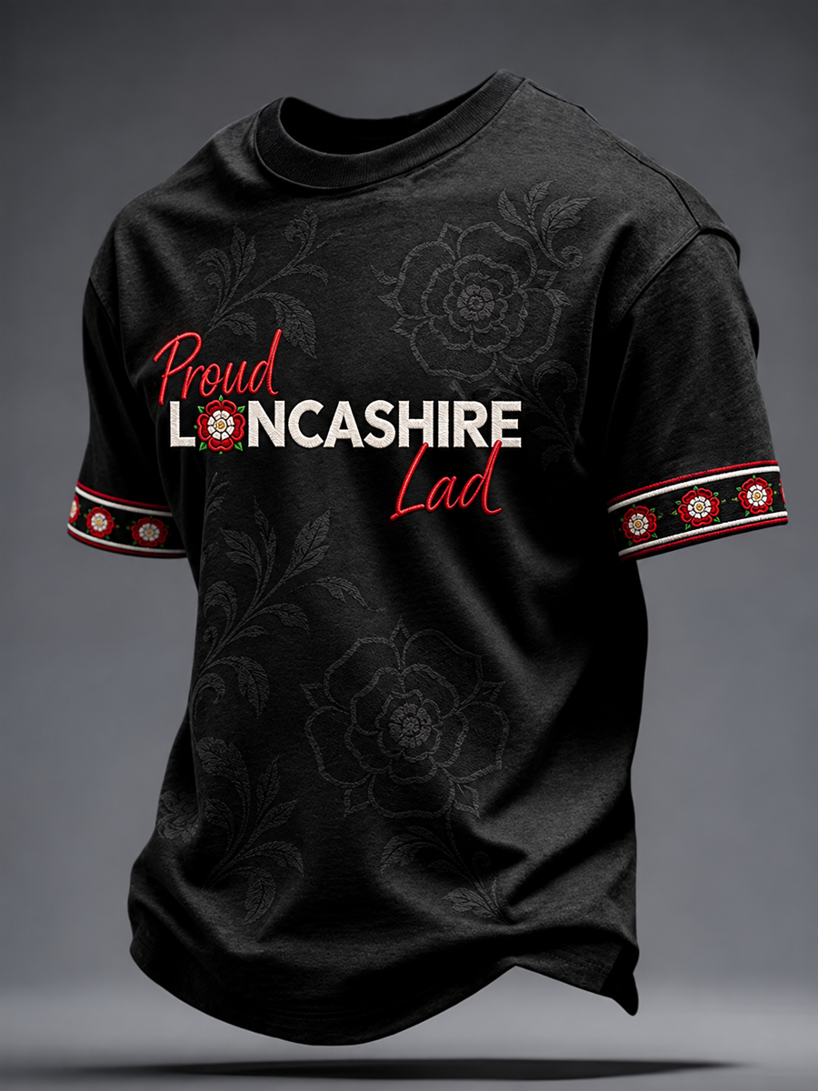 Men's England Lancashire Day Red Roses Art Printed short sleeves t-shirt