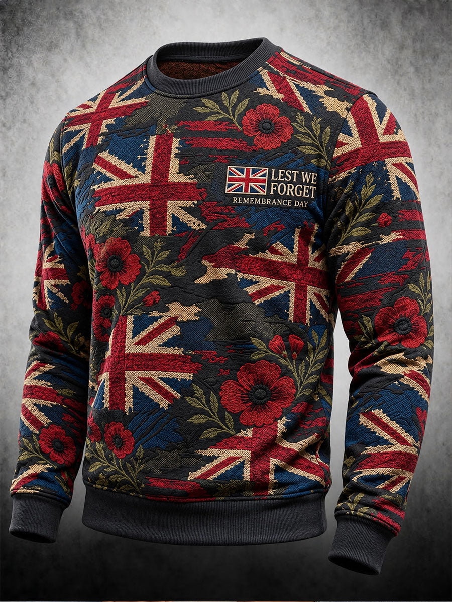 Men's Lest We Forget Print Crew Neck Sweatshirt