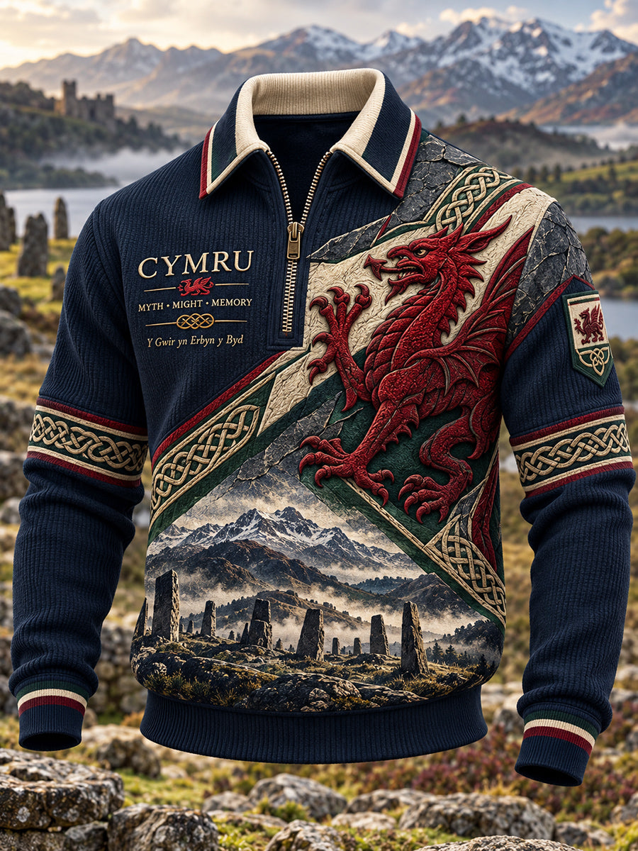 Men's Vintage British Wales Printed Sweatshirt