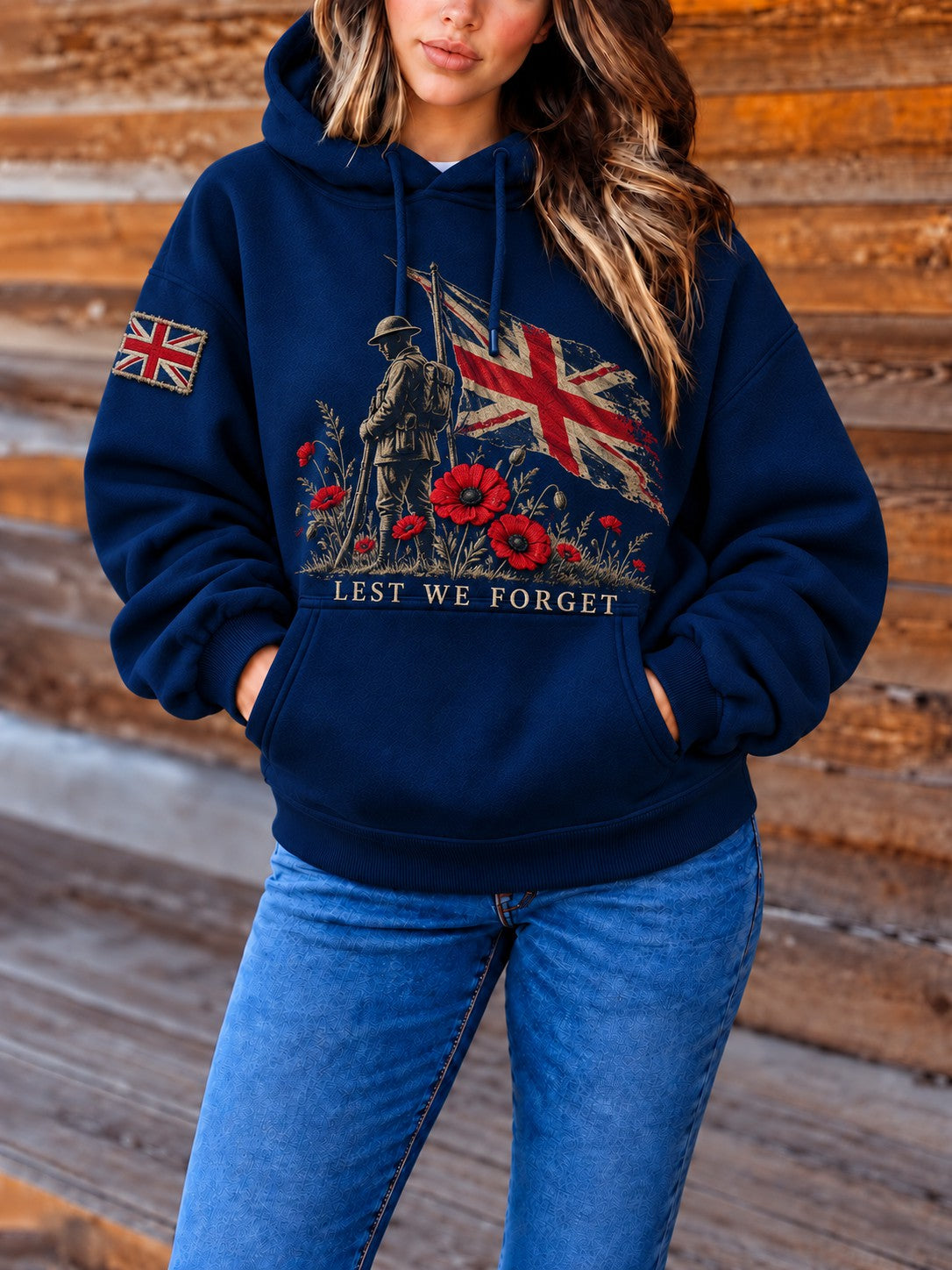 Women's Remembrance Day Lest We Forget Printed Hoodie