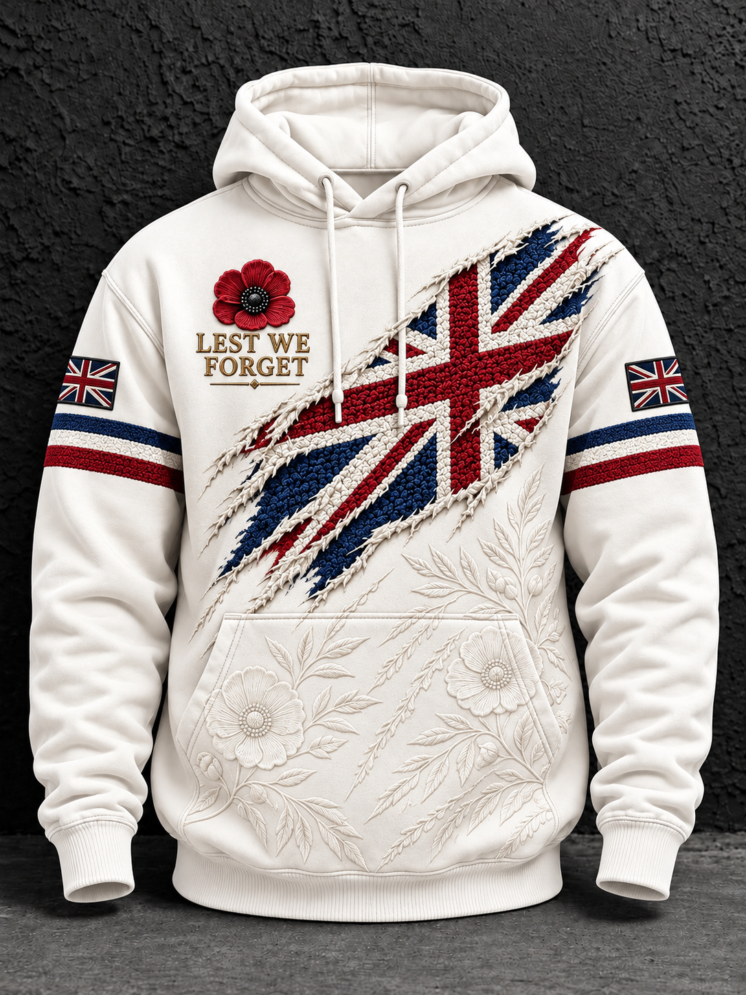 Men's Remembrance Day Oversized Drop-Shoulder Hoodie With Pockets